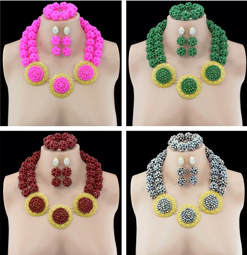 Модные нигерийские Свадебные африканские бусы комплект ювелирных изделий