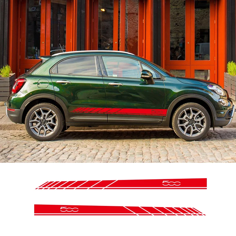 

2 Sides Car Graphics Vinyl Side Stripes Auto Sticker Decals Car Styling For Fiat 500