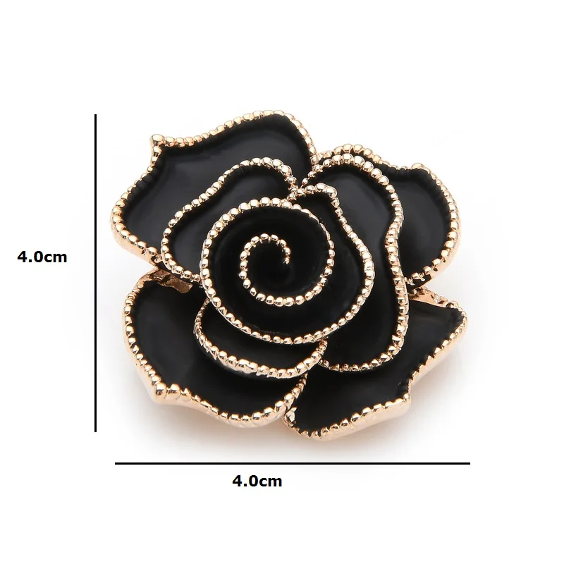 Inokeey эмалированная Женская брошка в виде черной розы свадебная букеты из булавок