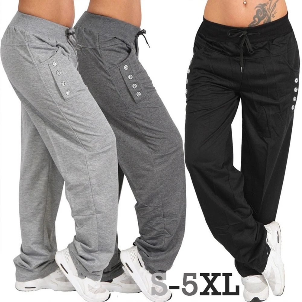 Женские брюки на кнопках повседневные свободные длинные шифоновые большого