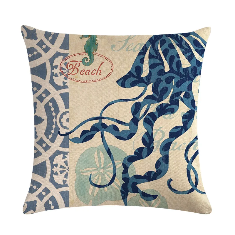 Наволочка для подушки в морском стиле домашний декор хлопковая льняная