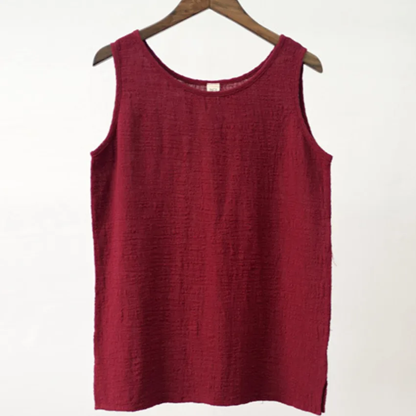 Женские хлопковые майки без рукавов однотонные свободные мягкие из хлопка и льна