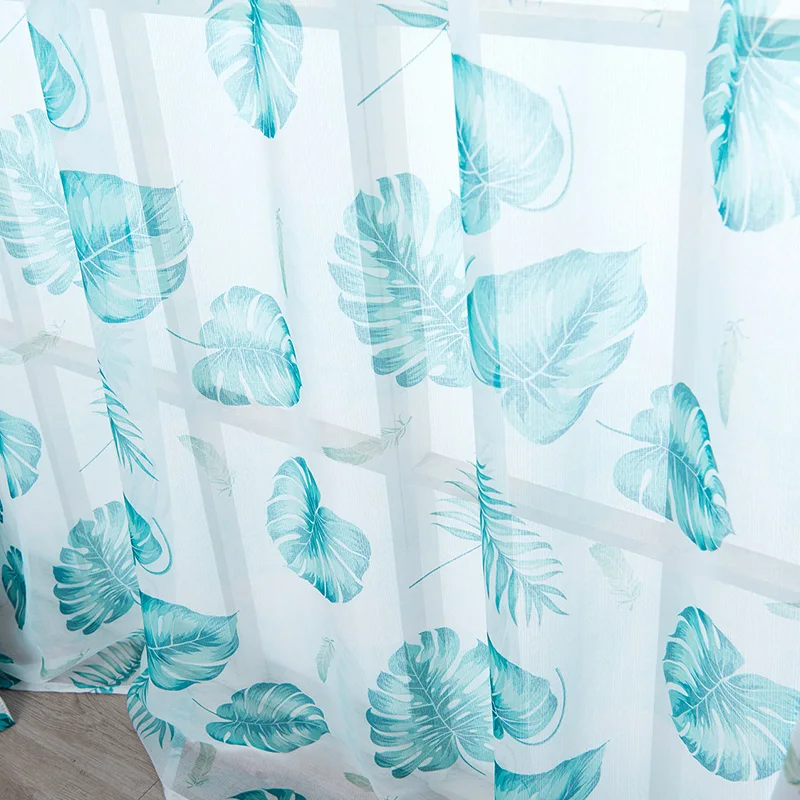 1 pcs Tulle Новые плотные занавески с тропическими листьями для гостиной, спальни, готовые оконные занавески на заказ, занавески, занавески для окон - Цвет: 1 pcs Tulle