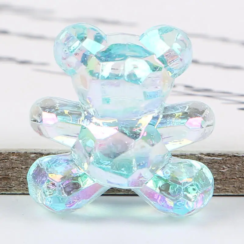 Bear-LightGreen DIY ювелирные изделия Прозрачный Красочный медведь бант бусины голова кролика домашние дети девочка волосы веревка аксессуар мода роскошный корейский - Цвет: Bear-LightGreen