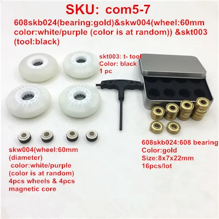 inline skates parts Запчасти для роликовых коньков экономный комбо~~ 4 шт. колеса для катания на коньках 16 шт. золотые подшипники 1 шт. съемник 1 шт. инструмент для катания на коньках 1 шт. Т-инструмент для 627 608 - Цвет: inline skates parts