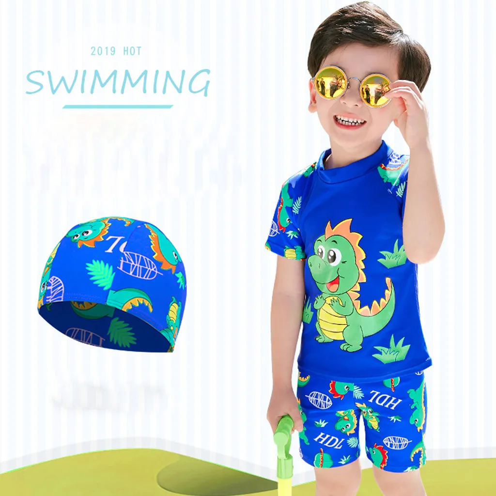 Children Swimwear for Girls Polyester Two Pieces Swimsuit Bathing Suit Bikini Beach Dinosaur Plus Size Boys Sets L0513 |