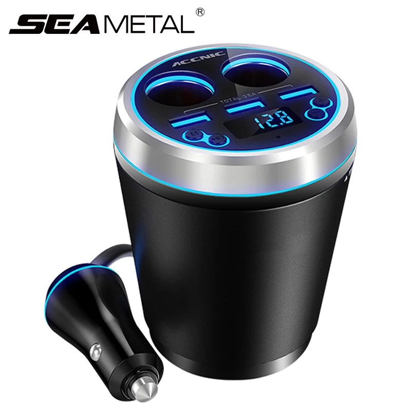 Автомобильное зарядное устройство USB Bluetooth MP3 плеер комплект fm-передатчик дисплей двойной телефон зарядное устройство светодиодный подстаканник прикуриватель автомобильное зарядное устройство