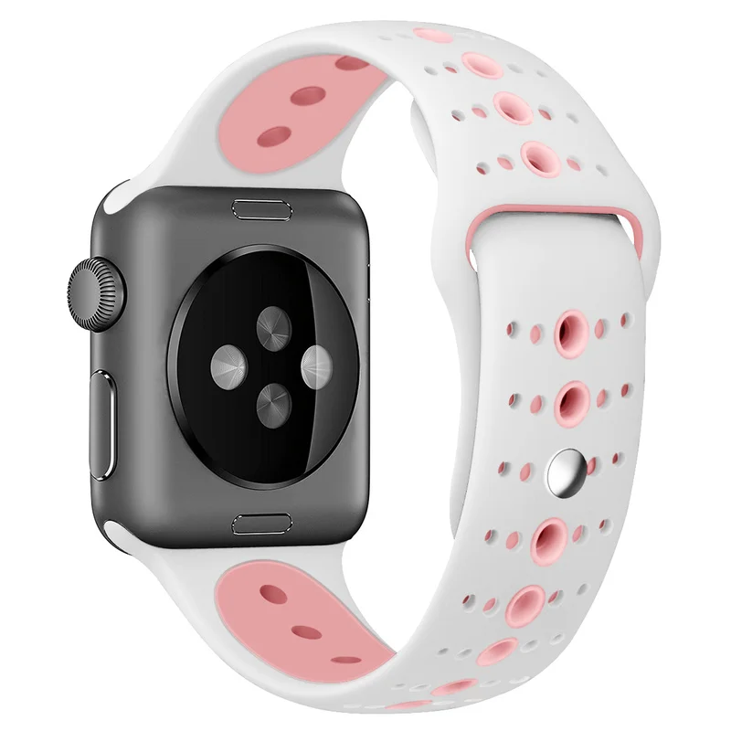 Силиконовый ремешок для Apple Watch 42 мм 38 40 44 спортивный стиль сменный Браслет IWatch