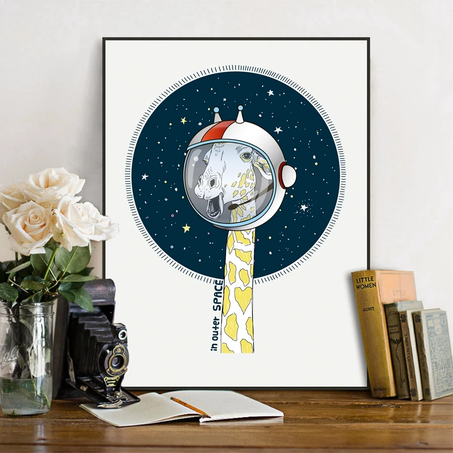 Астронавт Жираф мультфильм постеры скандинавский стиль дети украшение картина с