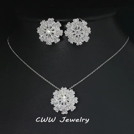 silver plated CWWZircons дизайн яркий цветок женские ювелирные изделия розовое золото цвет кубического циркония проложили Модные Ювелирные наборы для женщин T181 - Окраска металла: silver plated