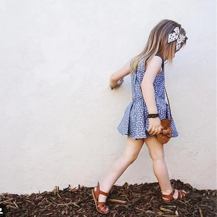 Классический Плед Новорожденных Девочек Платья Лето 2016 Рукавов Платье Девушки с