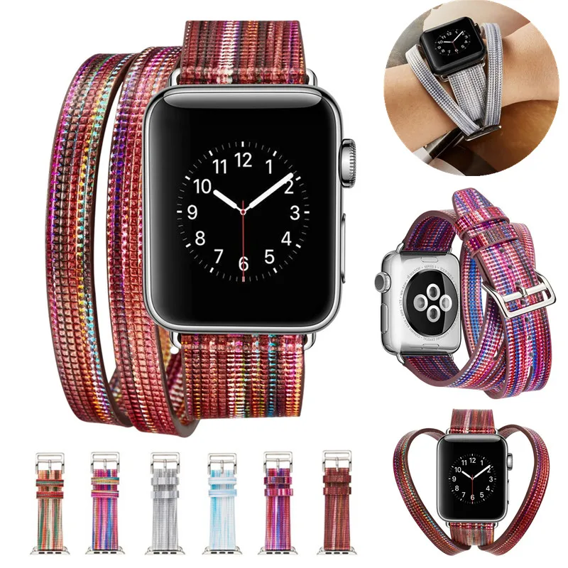 Корона разноцветный браслет из натуральной кожи для Apple Watch серии 4 44 мм 42 наручный