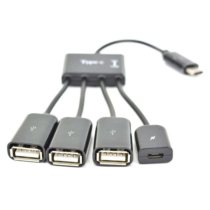 Lettore di schede di alta qualità 4-in-1 tipo-c a Micro USB OTG HUB con alimentatore OTG tipo C Hub cavo di ricarica per Samsung/Huawei