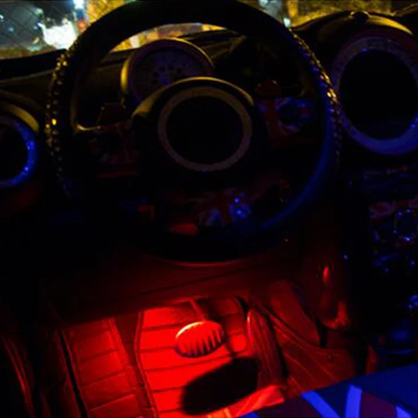 Красный 2 шт./компл. Авто атмосфера огни для интерьера, с мелкими полосками пол ноги Нижняя декоративная лампа автомобиль Стайлинг для MINI COOPER JCW аксессуары - Испускаемый цвет: Красный