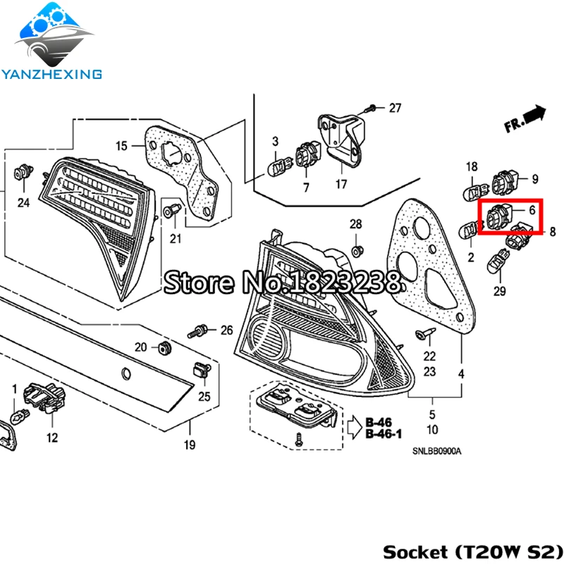 Правый боковой задний фонарь (T20W S2) OEM: 33513-S50-003 для Honda Fit городской подходит салона