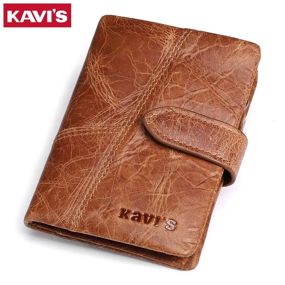 Brown M Бренд KAVIS, мужские кошельки из натуральной кожи, роскошные кредитные карты, кошелек для монет, мужской маленький Walet Portomonee Rfid, Мини Портфель Perse - Цвет: Brown M
