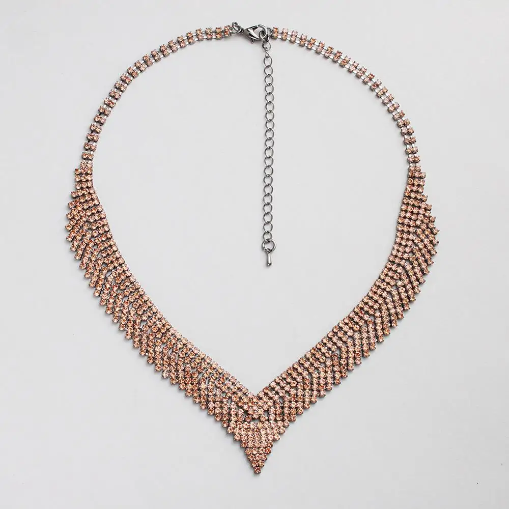 Romantic Gold Chain Necklace Women Jewelry Bohemian Maxi Necklaces Choker Stone Crystal Pendant Cavicle Chain Collares