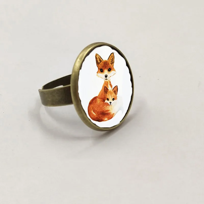 Двойное серебряное кольцо Foxs для аксессуаров стеклянный купол животных