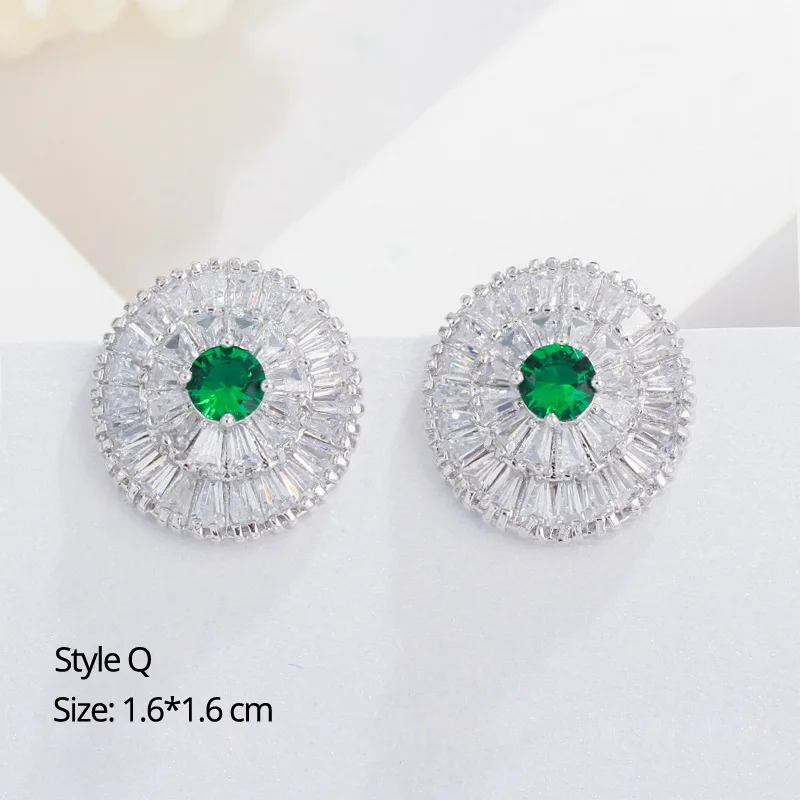 Style Q BeaQueen Классическая большая капля воды Зеленый Кристалл Длинные Серьги-Подвески Овальный Круглый сердце, кубический циркон женские свадебные украшения E292 - Окраска металла: Style Q