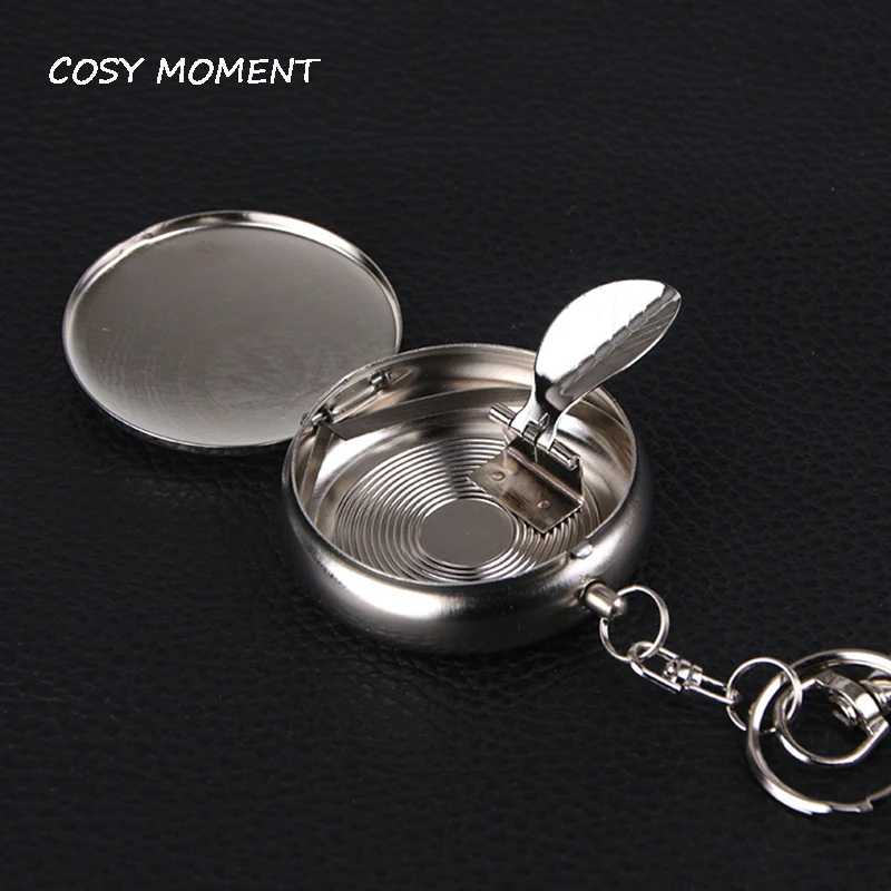 Металлическая Пепельница COSY MOMENT Мини-пепельница с крышкой, переносная, карманная, для улицы, для автомобиля, пепельница, брелок для ключей, ...