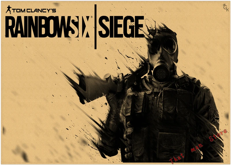 Плакат Tom Clancy's Rainbow Six Siege, украшение, плакат, наклейка на стену, Ретро плакат из крафт-бумаги 42*30 см - Цвет: Красный