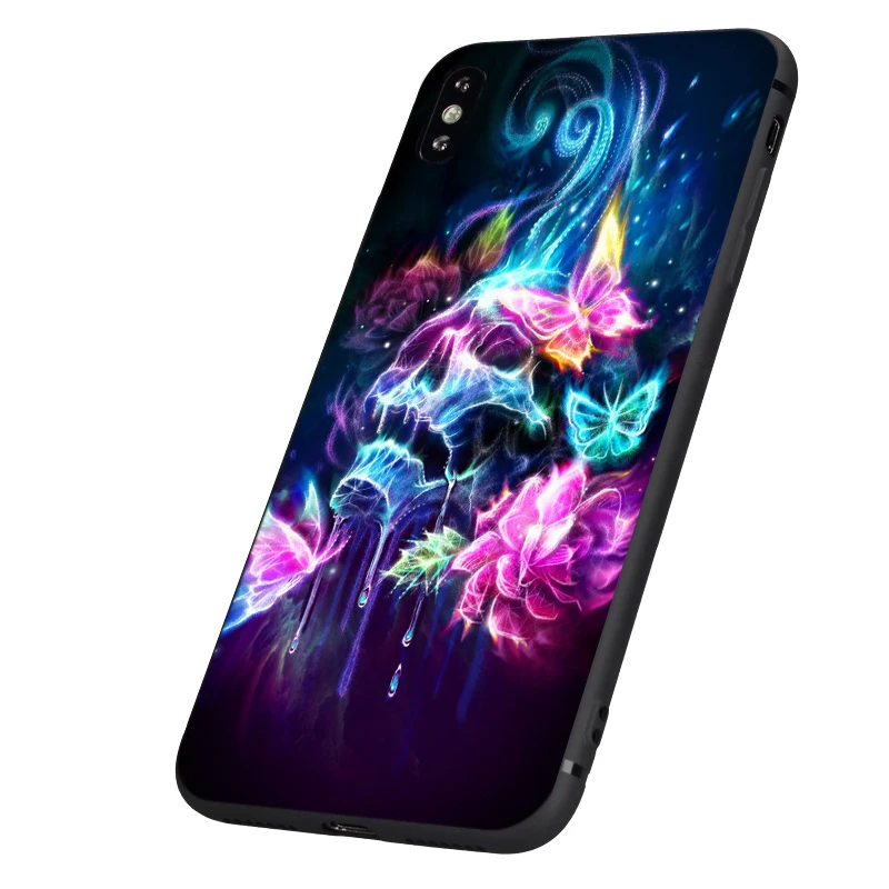 Черный чехол из ТПУ для iphone 5 5s se 6 6s 7 8 plus x 10 силиконовый XR XS 11 pro MAX с неоновым