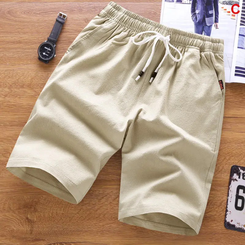 Khaki C Мужские шорты, одноцветные, дышащие, стройнящие, средняя талия, полуштаны для лета, SSA-19ING - Цвет: Khaki C