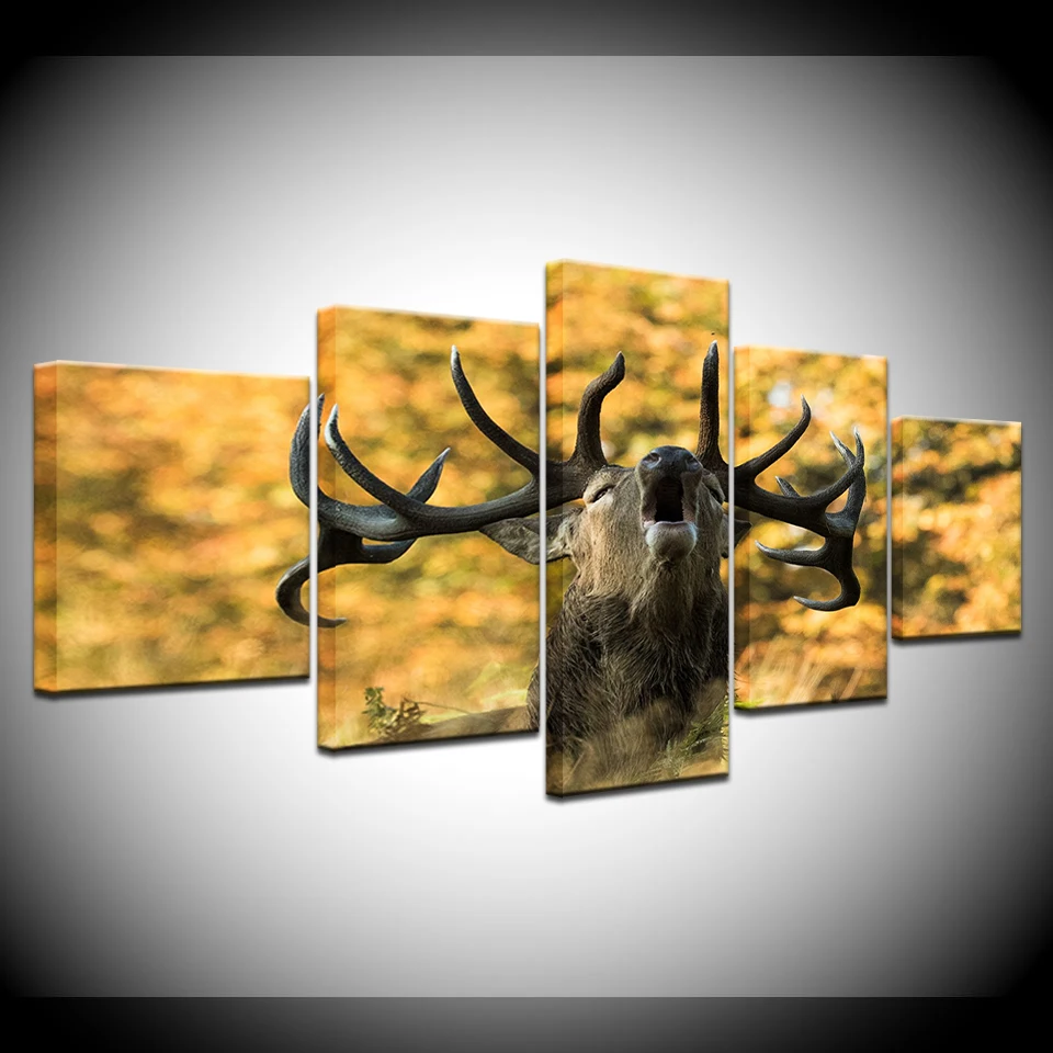 

Canvas Painting Deer shouting 5 Pieces Wall Art Painting Modular Wallpapers Poster Print for living room Home Decor
