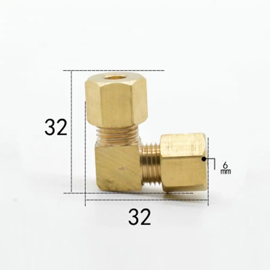 

Fit Tube OD 6mm Brass Compression Fitting Union Elbow Connector Water Gas Fuel