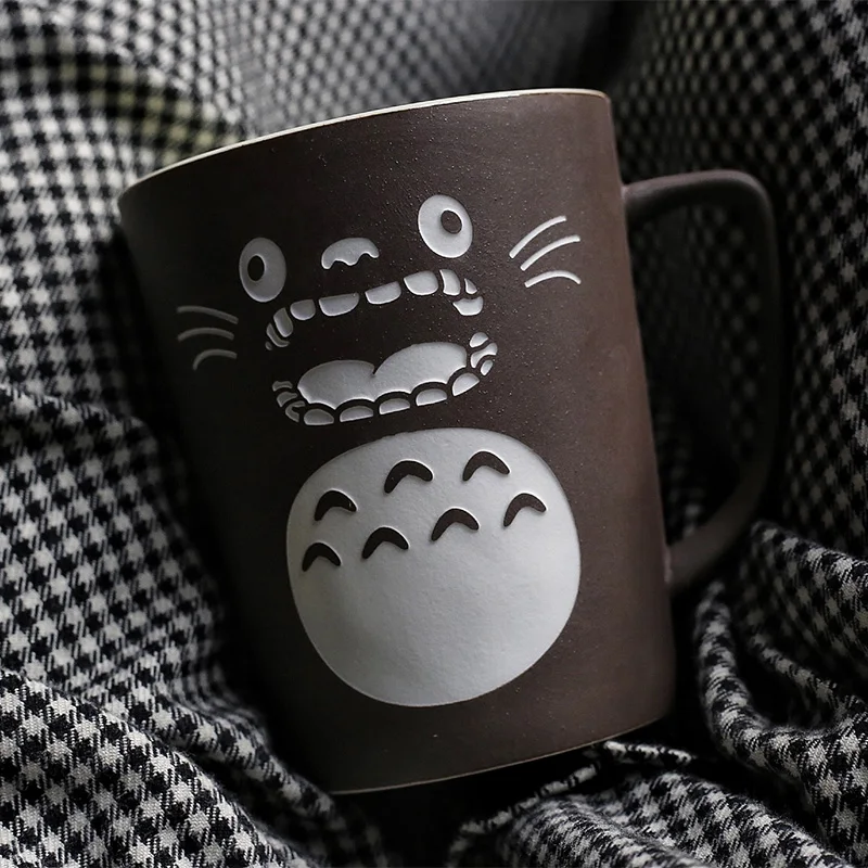 Тематические кружки OUSSIRRO Totoro для молока/кофе с крышкой и ложкой однотонные чашка