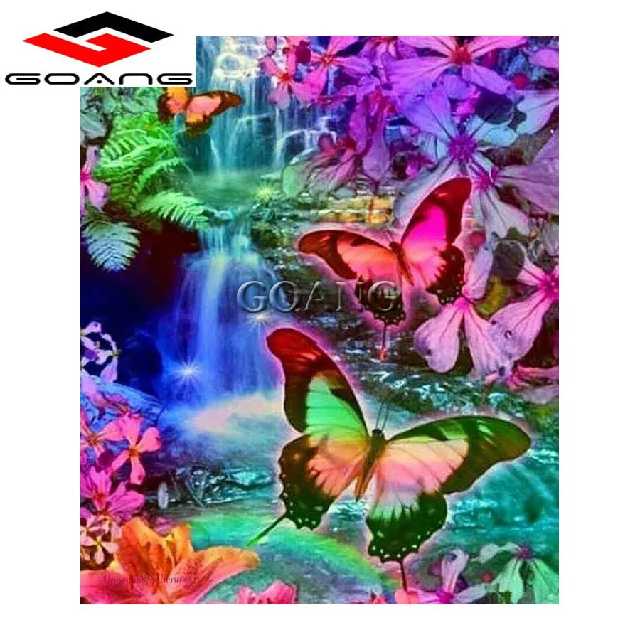 2018 новый узор Алмазная вышивка красивый пейзаж водопад бабочка полностью