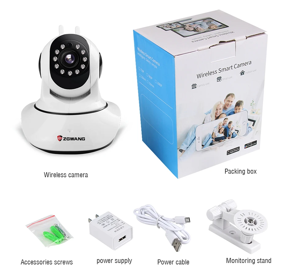 ZGWANG 1080p HD Беспроводная ip-камера безопасности ночного видения записывающая сеть