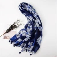 Ladies Fashion Scarf Large Flowers Print Scarf Pastoral Style Vintage National Style Warm Sunscreen Scarf Shawl