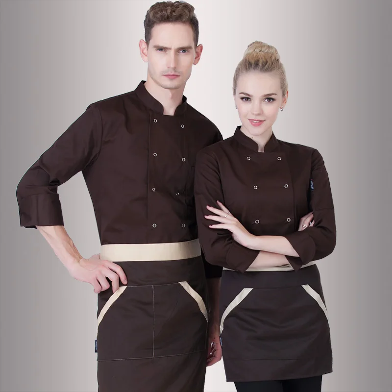 Male Female Hotel Restaurant Uniform Kitchen Chef Jacket Long-sleeve Adult Unisex Cook Clothes Plus Size B-6264 | Тематическая