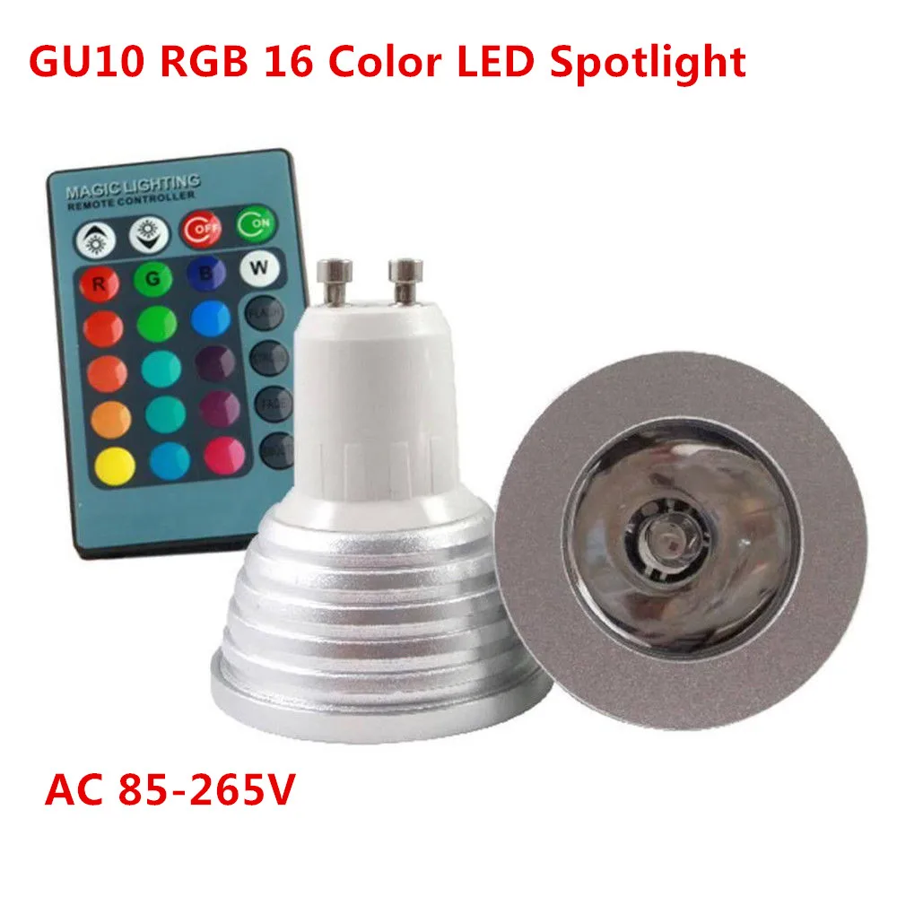 1 шт. Энергосбережение 16 цветная лампа GU10 3 Вт RGB светодиодный светильник