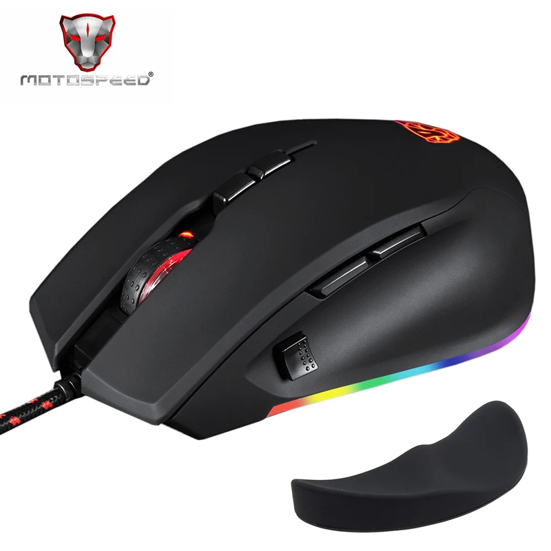 Motospeed V80 игровая мышь Проводная RGB профессиональная геймерская USB 3D с силикагелем