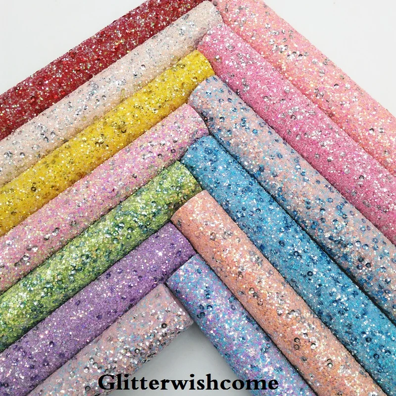 Glitterwishcome 21X29 см A4 Размеры синтетическая кожа, с эффектом блестящей кожи с блестками, блестящие виниловые обои для банты, GM031A