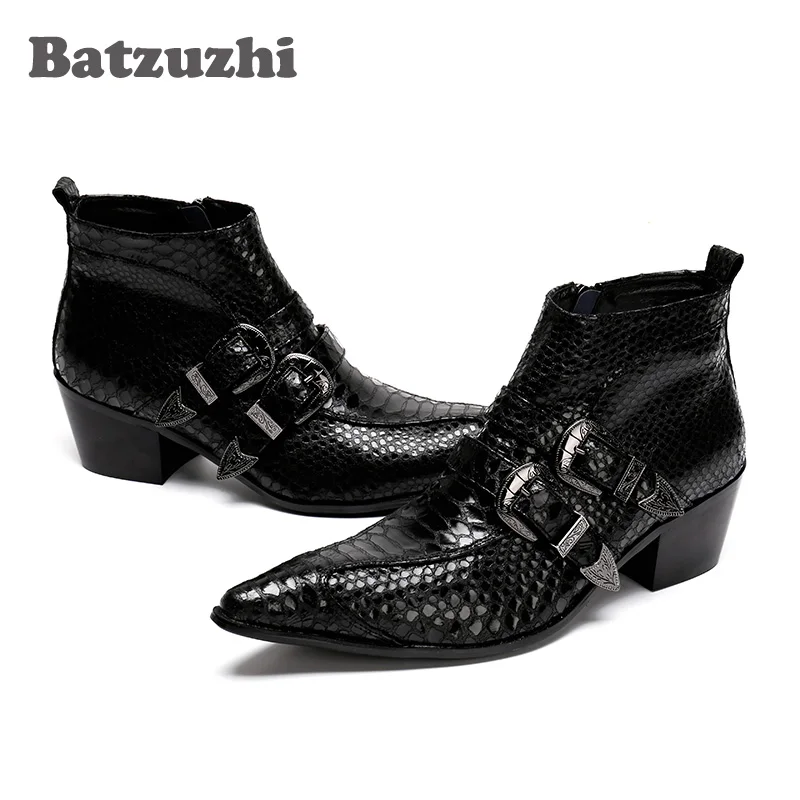 Batzuzhi Италия модель мужские ботинки с острым носком Осенние кожаные ботильоны