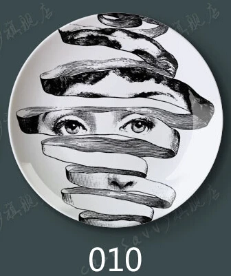 6/8 дюймов модный стиль итальянский дизайнер Fornasetti Тарелка декоративная подвесная тарелка для дома для отеля для бара фоновое украшение тарелка - Цвет: 10