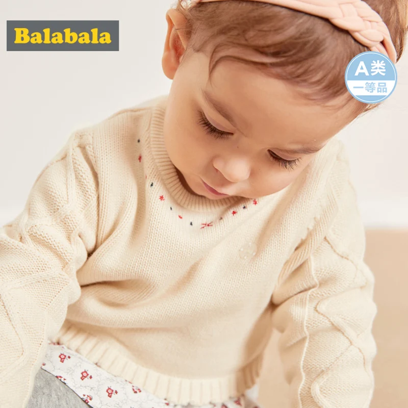 Balabala/платье свитер из 100% хлопка для маленьких девочек зимний с застежкой на плече