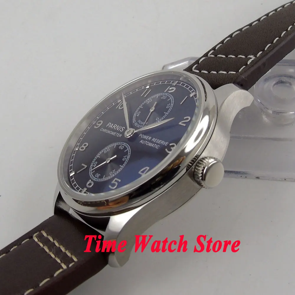 Мужские автоматические часы Parnis 43 мм ST 2542 черный циферблат серебристая застежка