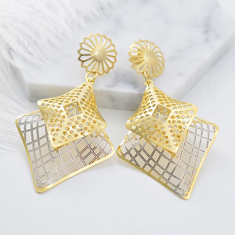ZEADear Jewelry Fashion 2020 Earrings Pendant Sets Women Gold Color Copper Cross Hollow Out For Party Wedding | Украшения и
