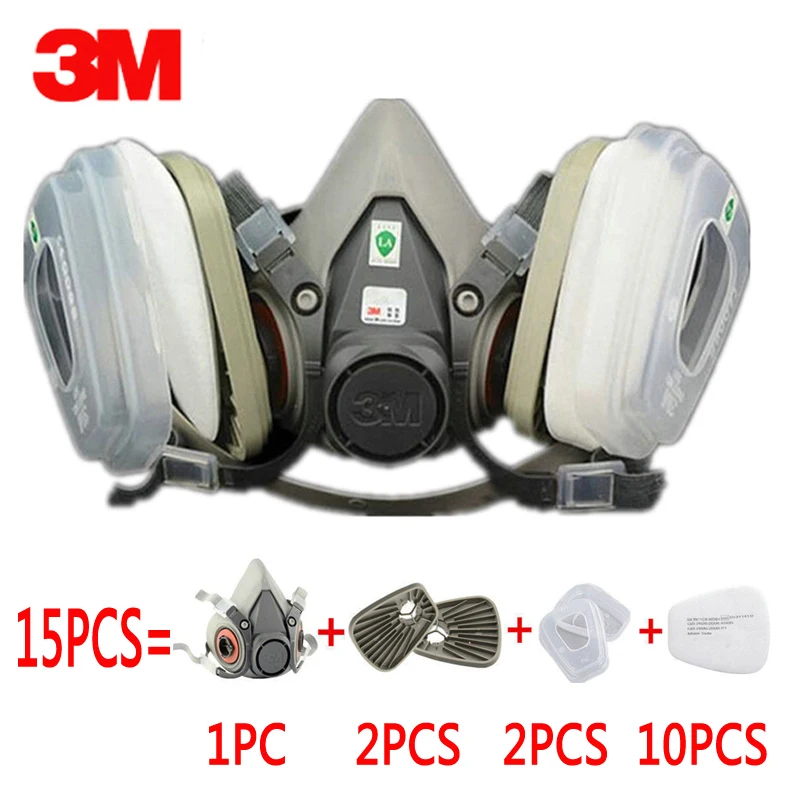 15 in 1 Suit 3M 6200 half Face Gas mask For Spray Painting Protection Respirator Dust | Безопасность и защита