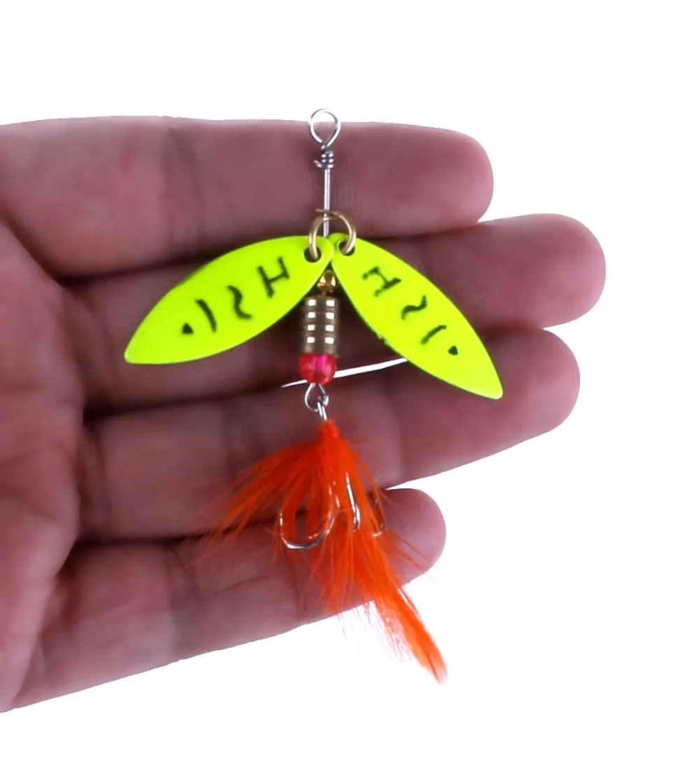 YeMuLang 1PCS Hard Fishing Lures 4.5g Bait ice Diving Swivel Jig Wobbler Iron Winter With Feather 8# Hook For | Спорт и развлечения