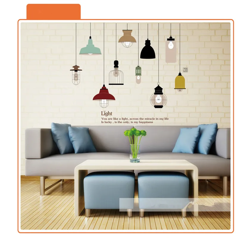 Съемная красочная люстра настенный декор наклейки для гостиной спальни столовой