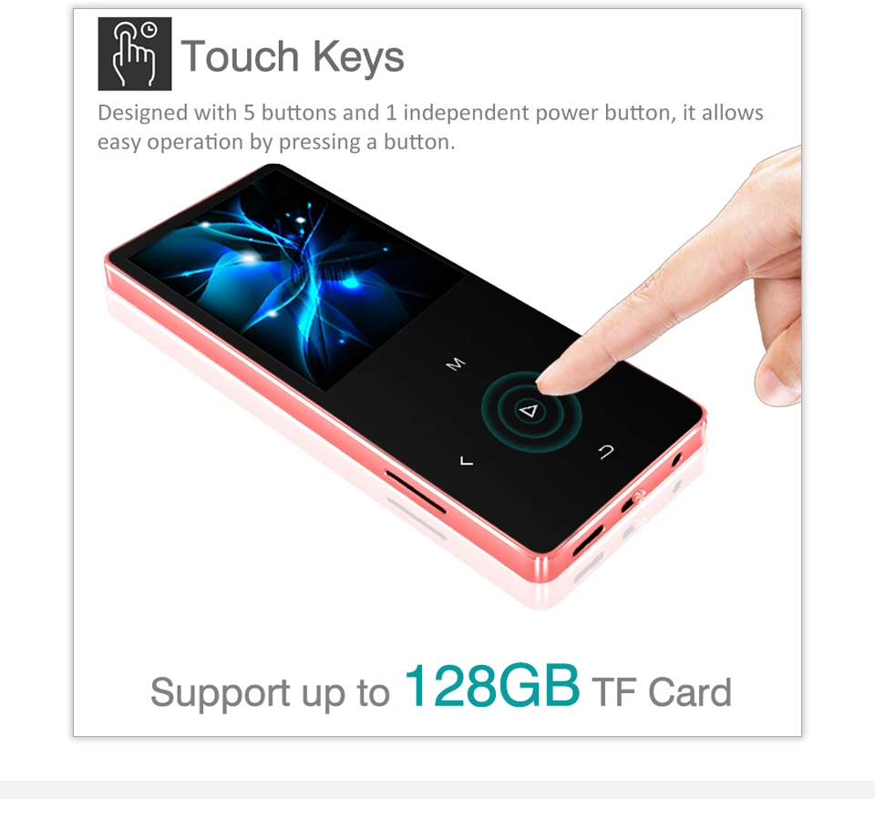 REDANT HIFI MP3 Player with Bluetooth 4.2 FM Radio Touch Key 1.8 Screen mini mp3 sport MP 3 music player portable metal walkman