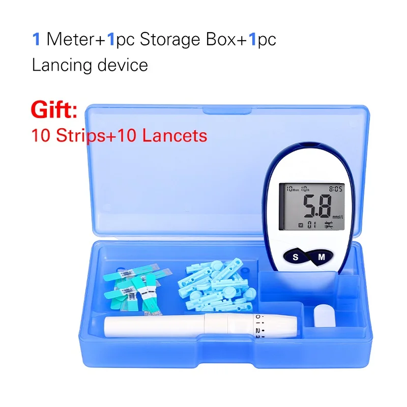 mmolL Meter Kit 10 Mmol/L OLIECO GLM-76 FDA сертифицированный глюкометр без кодирования Автоматический цифровой измеритель уровня сахара в крови после еды перед едой - Color: mmolL Meter Kit 10