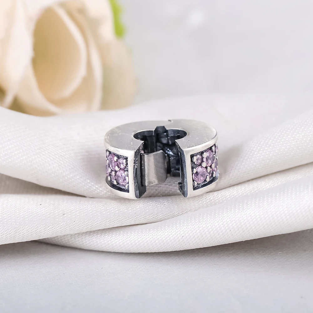 Devolove Dazzling Elegance Cubic Zircon Clip Charms Bead 925 Sterling Silver Beads Fit Pandora Bracelets Fine Dropshipping | Украшения и