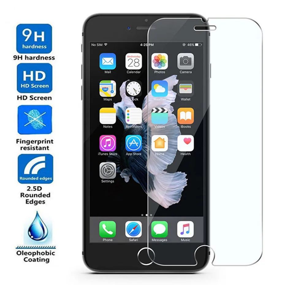 9H закаленное стекло для iphone 8 7 6 6s plus 0 26 мм 2.5D Защита экрана x 5 5S se 4S Защитная