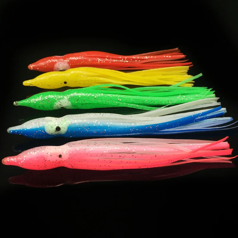 

[5 PCS] 11cm Random Color Octopus Skirts Plastic Lures for Saltwater Fishing Sea Fishing Trolling Baits